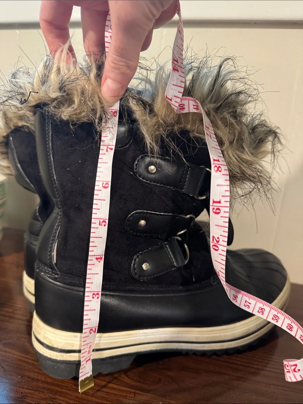 Polar Faux Fur Trim Black Winter Boots